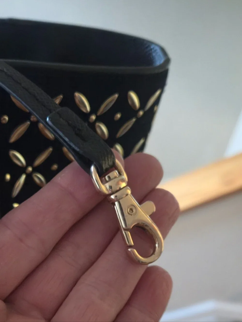 MICHAEL KORS Black Leather Tote with Gold MK Charm EUC